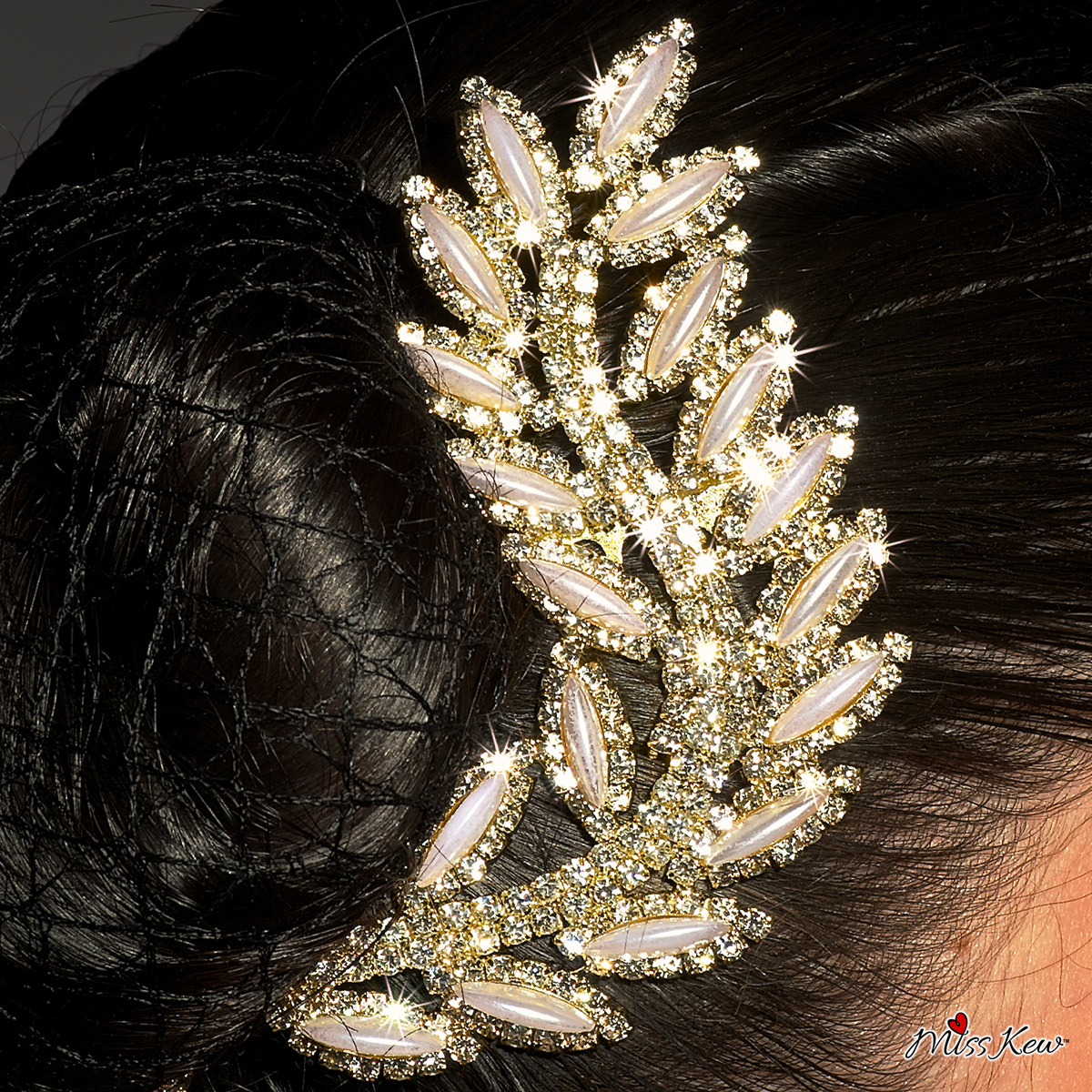 Gold-Leaf-Rhinestone-/-Diamante-Hair-Comb