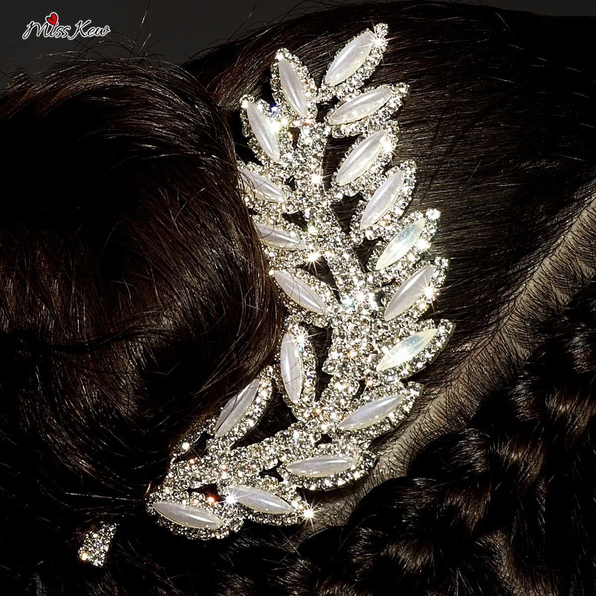 Silver-Leaf-Rhinestone-/-Diamante-Hair-Comb