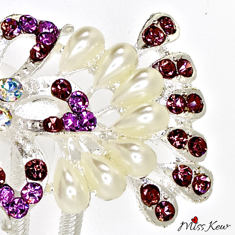 Pearl Flower Rhinestone / Diamante Hair Comb