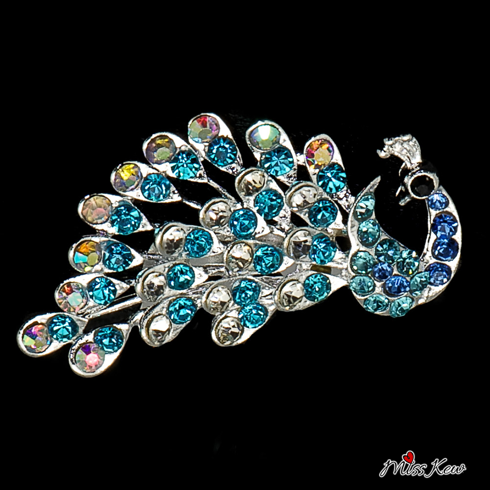 Mini-Peacock-Rhinestone-/-Diamante-Hair-Comb