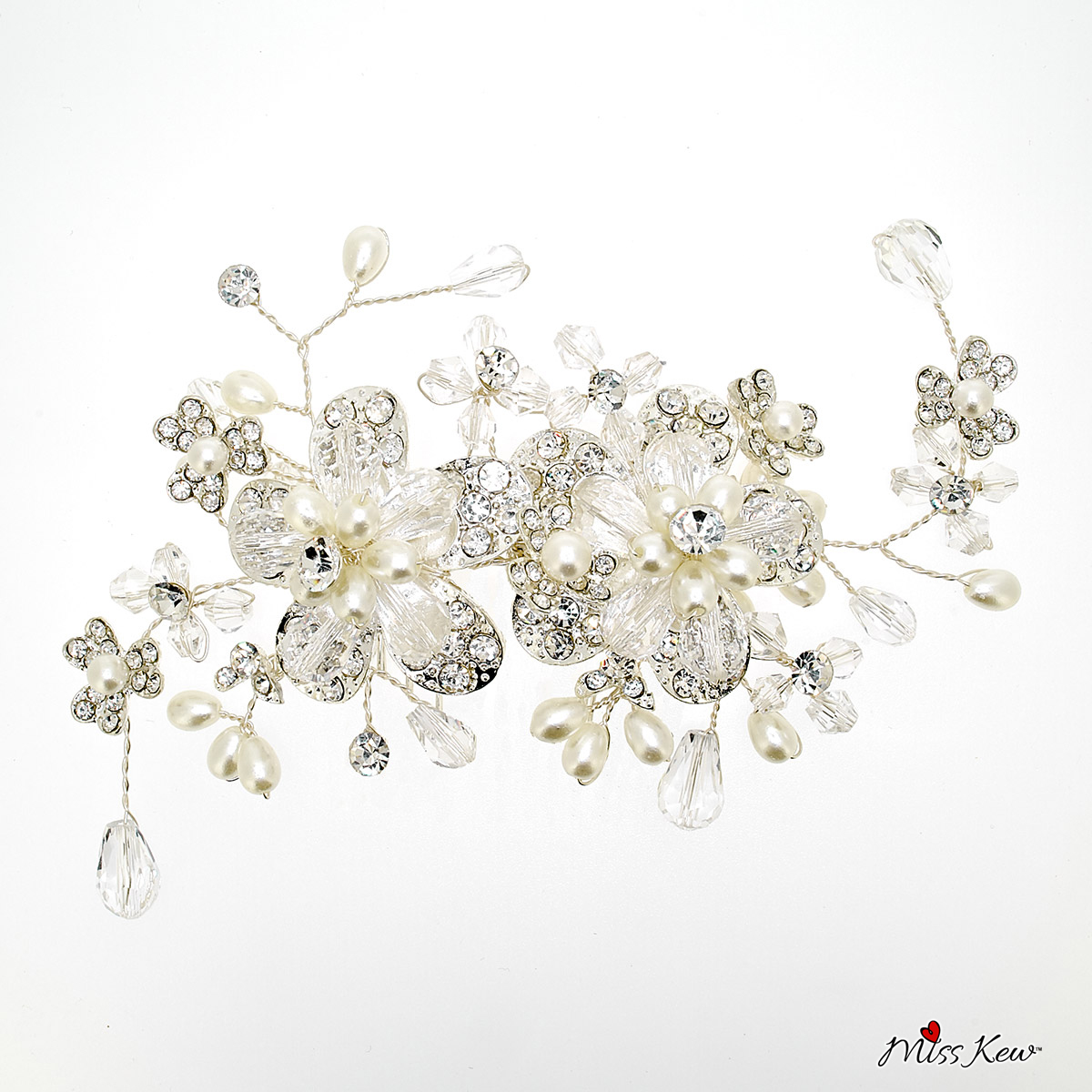 Pearl-Cluster-Rhinestone-/-Diamante-Tiara
