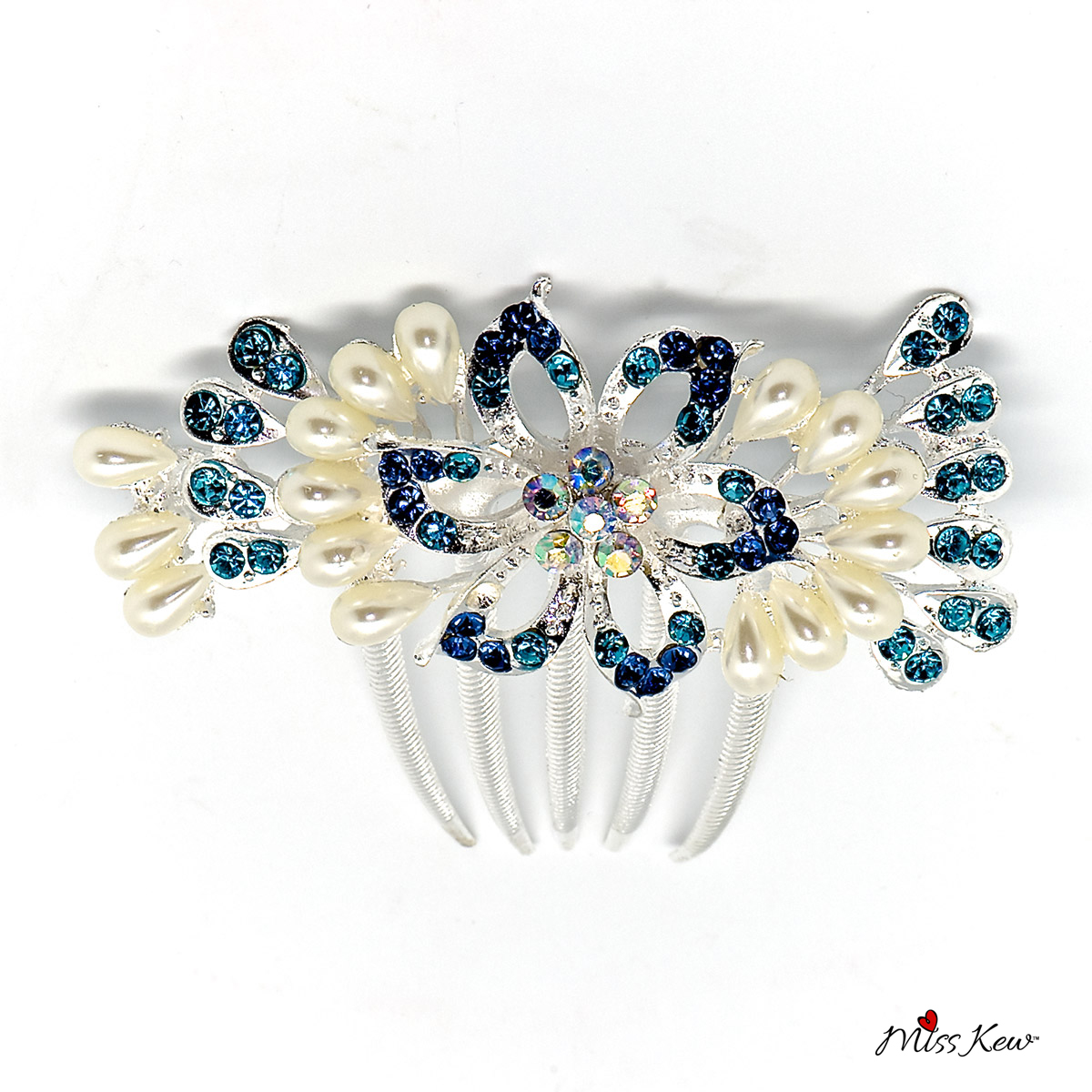 Pearl-Flower-Rhinestone-/-Diamante-Hair-Comb