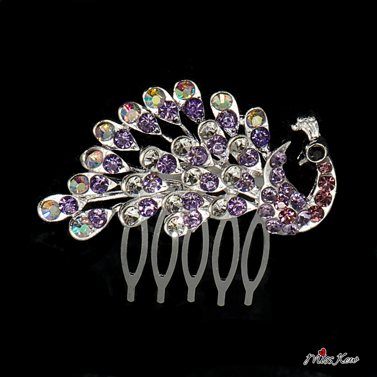 Mini-Peacock-Rhinestone-/-Diamante-Hair-Comb