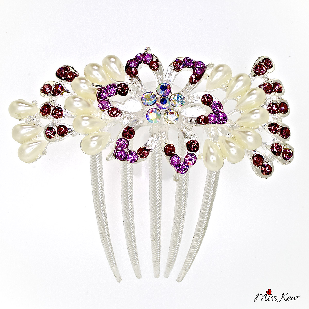 Pearl-Flower-Rhinestone-/-Diamante-Hair-Comb