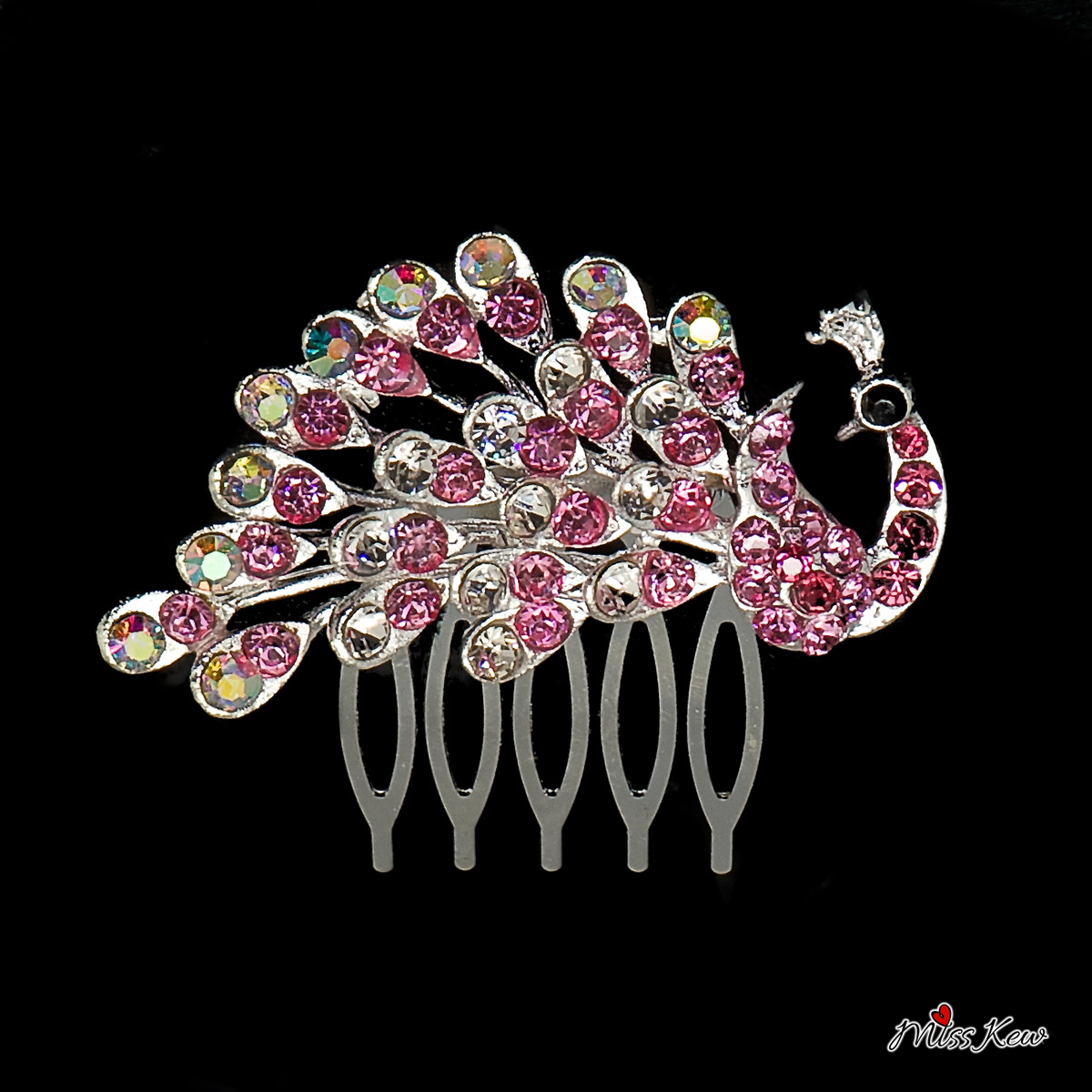 Mini-Peacock-Rhinestone-/-Diamante-Hair-Comb