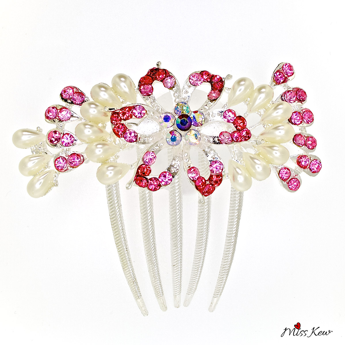 Pearl-Flower-Rhinestone-/-Diamante-Hair-Comb