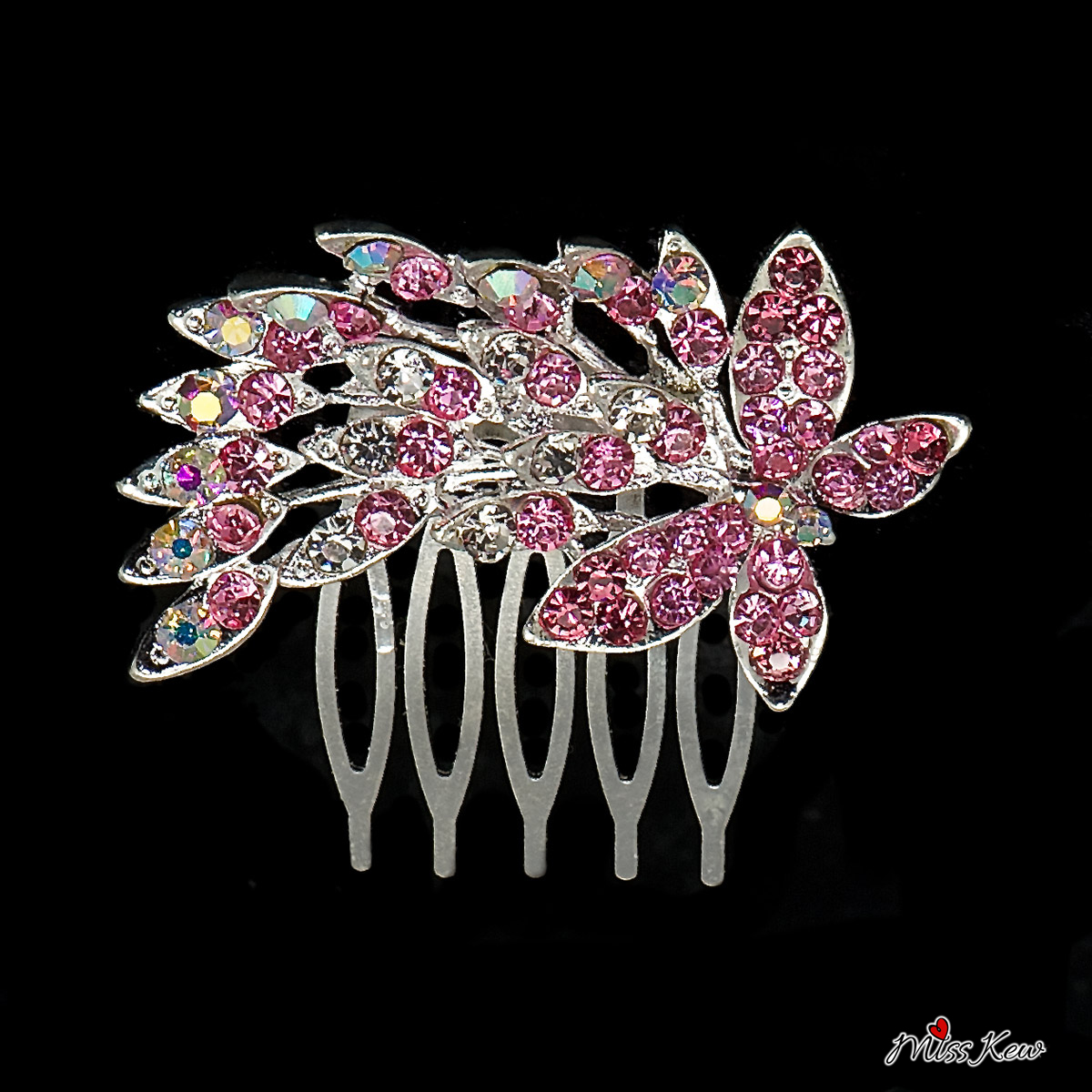 Mini-Butterfly-Rhinestone-/-Diamante-Hair-Comb